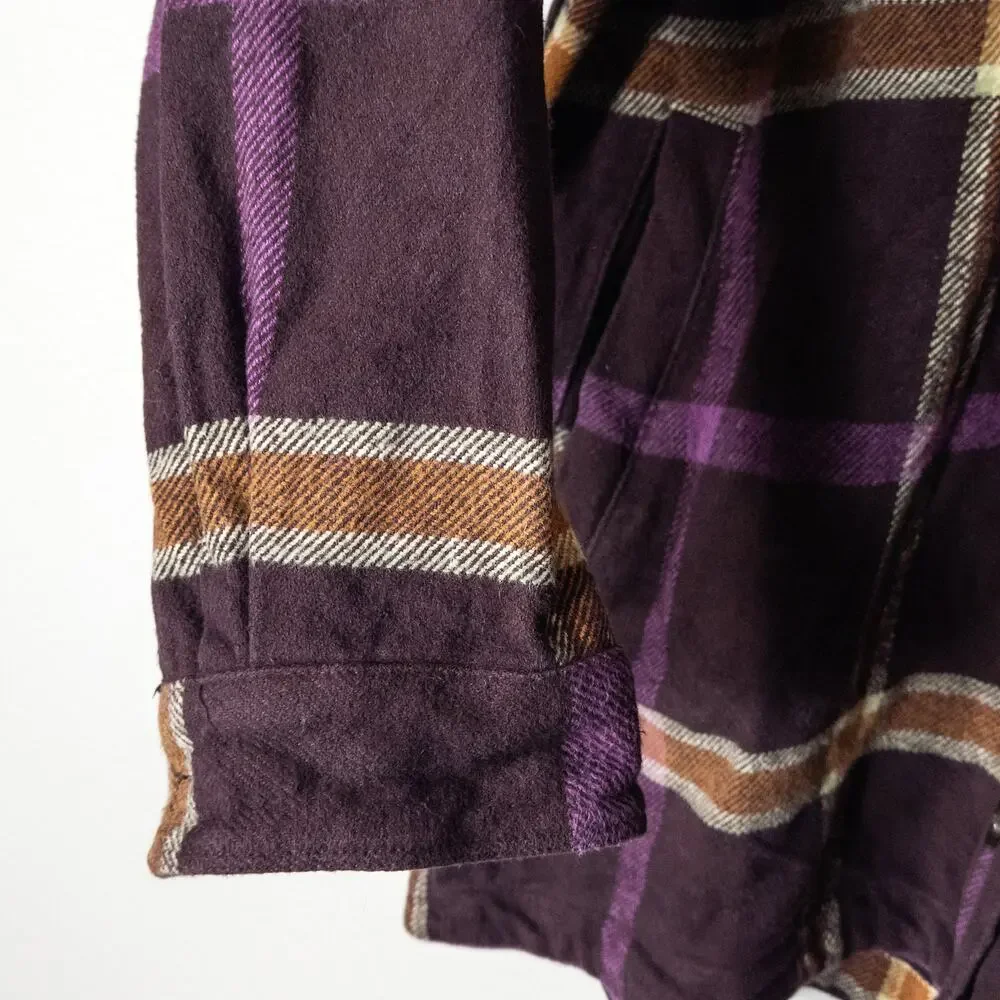 Madewell Rigby Plaid Shacket Purple Orange XL Oversized Heritage Layer - Picture 8 of 11